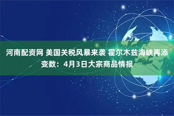 河南配资网 美国关税风暴来袭 霍尔木兹海峡再添变数：4月3日大宗商品情报
