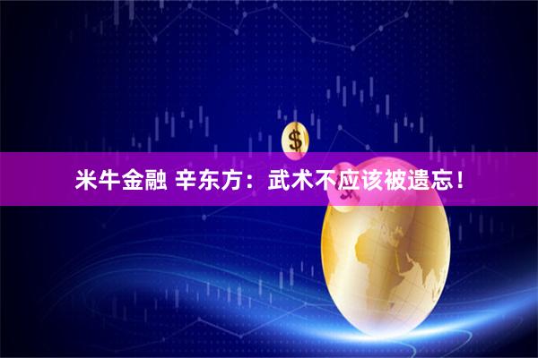 米牛金融 辛东方：武术不应该被遗忘！